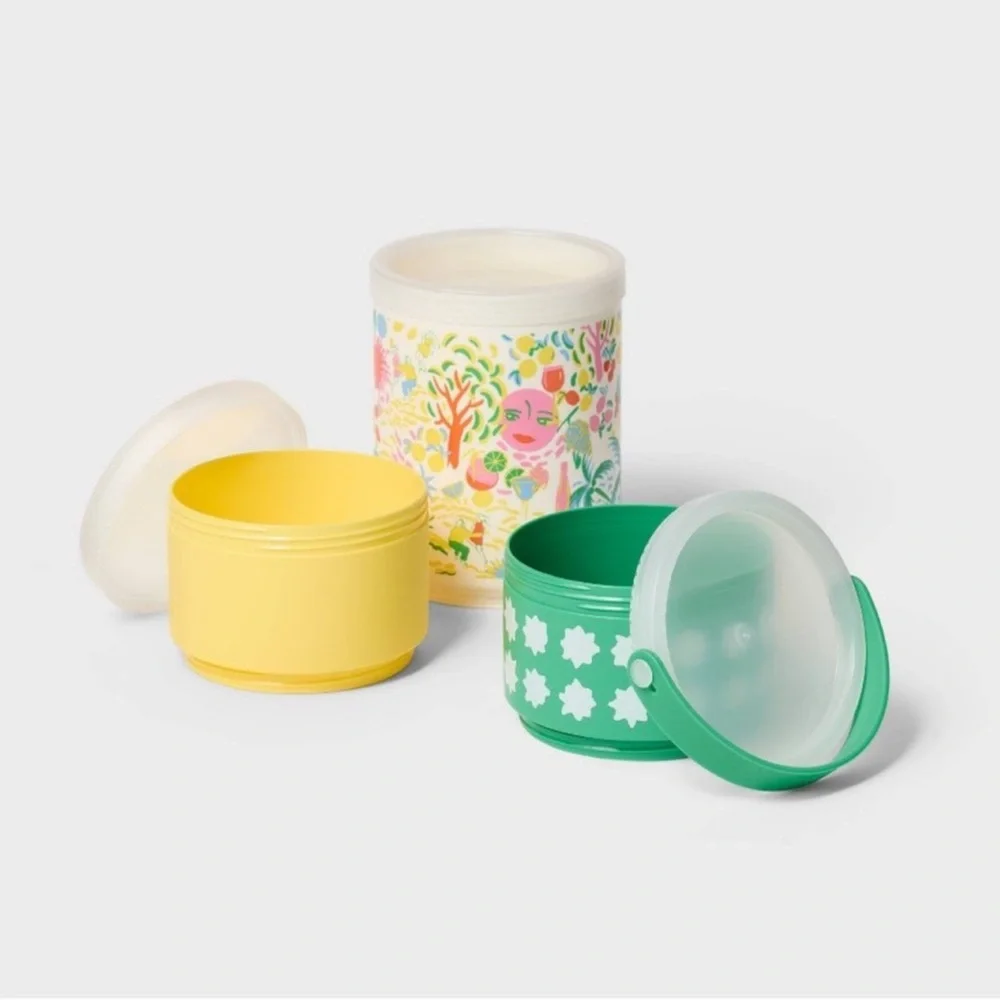 SOLD Roller Rabbit X Target  snackle stack Colorful Stacking Containers  Handle - Picture 3 of 4